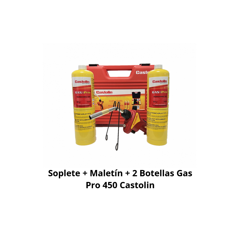 Kit Soplete CT-27 con Maletín y 2 Botellas de Gas Pro 450 - Castolin