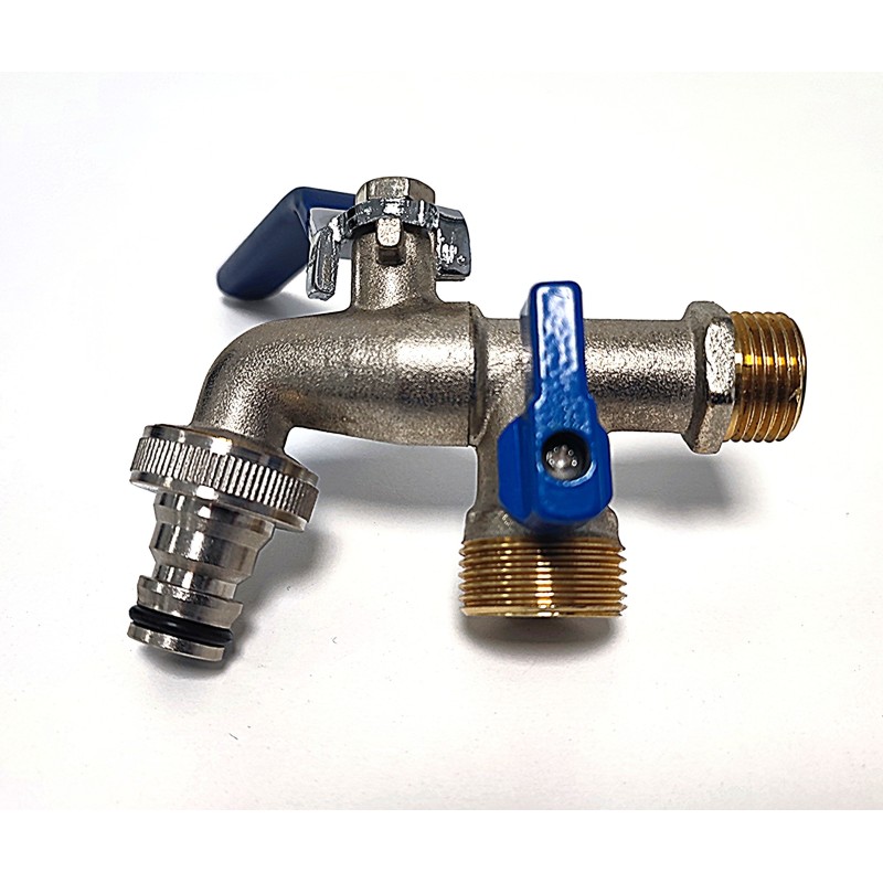 Inyectometal Grifo de Jardín doble salida 1/2" x 3/4" x 3/4"
