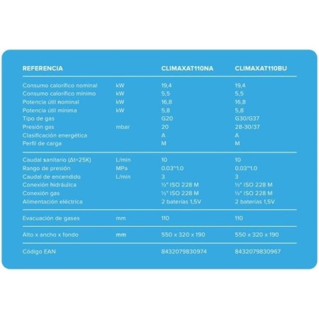 Calentador atmósferico Climax AT 110